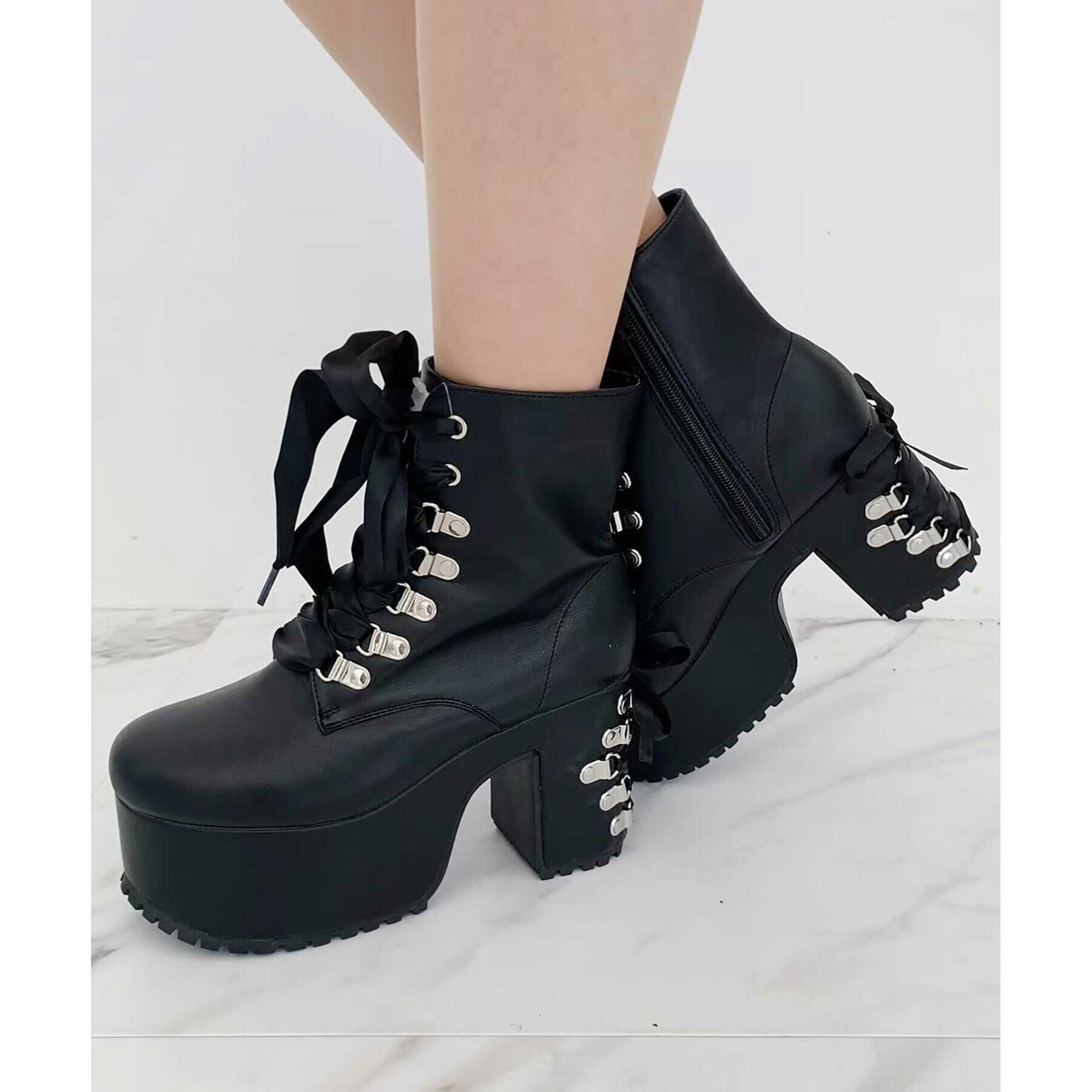 csT&P「厚底 ハトメ レースアップブーツ」|ショートブーツ|