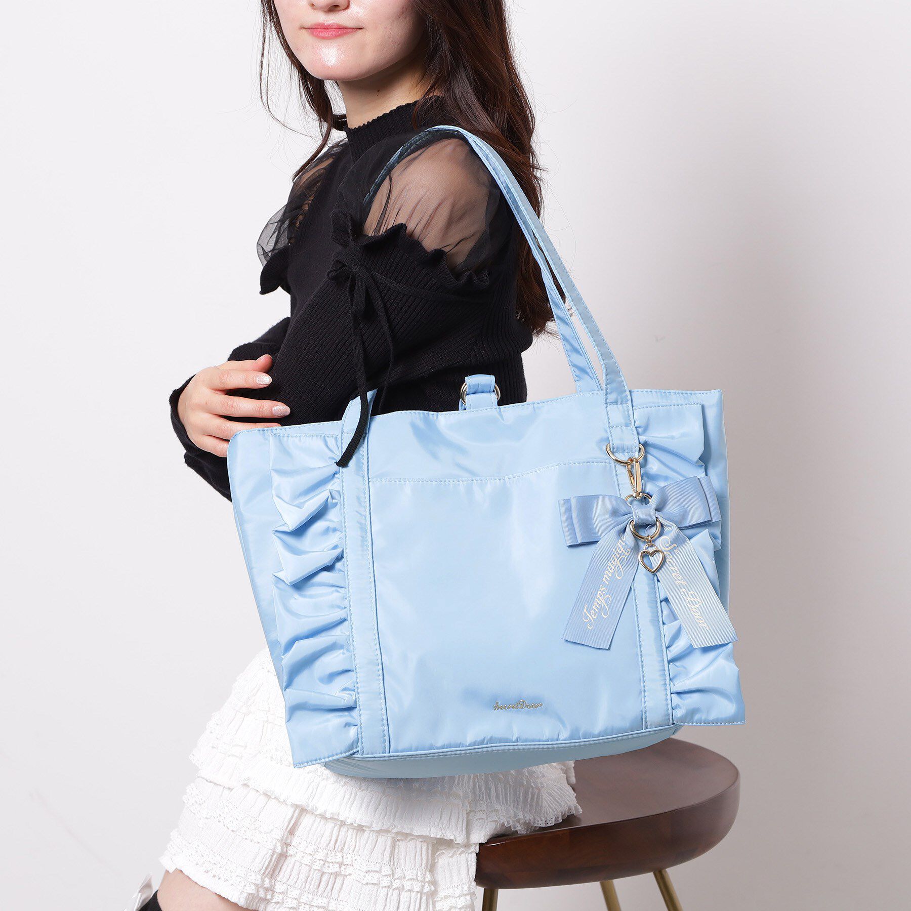 Ober Tashe「フリルリボントートバッグ」|トートバッグ|ブルー(091)