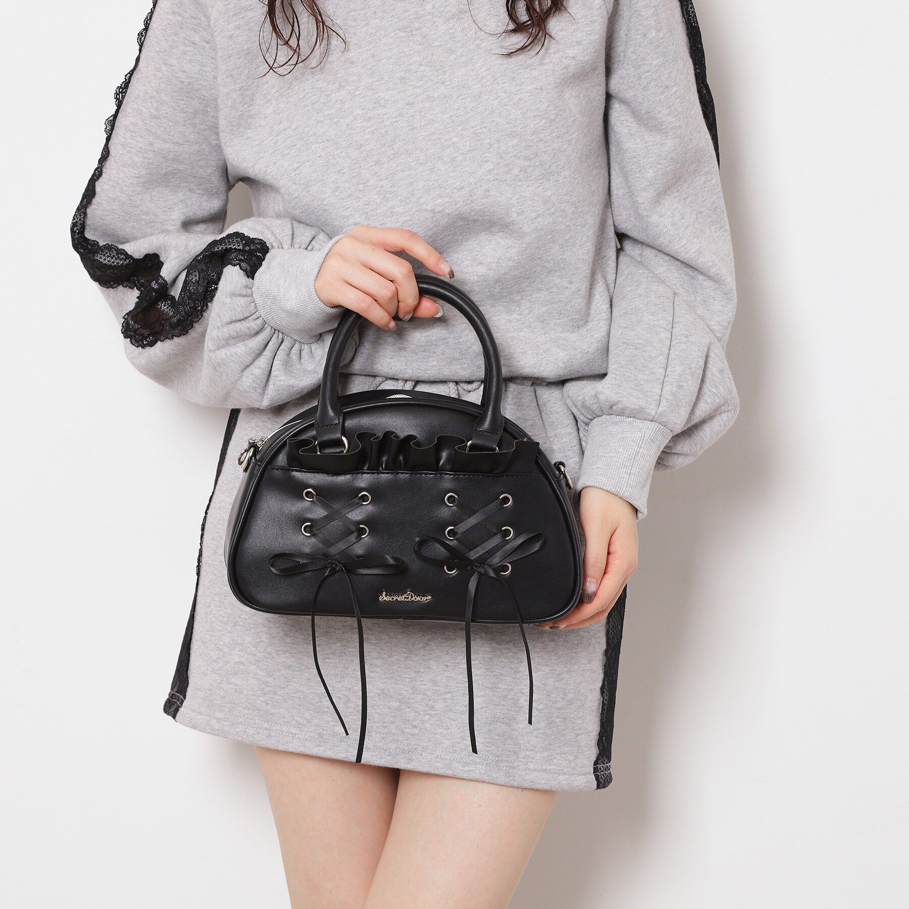 Ober Tashe「リボン使い2WAYショルダー」|ボストンバッグ|ブラック(019)