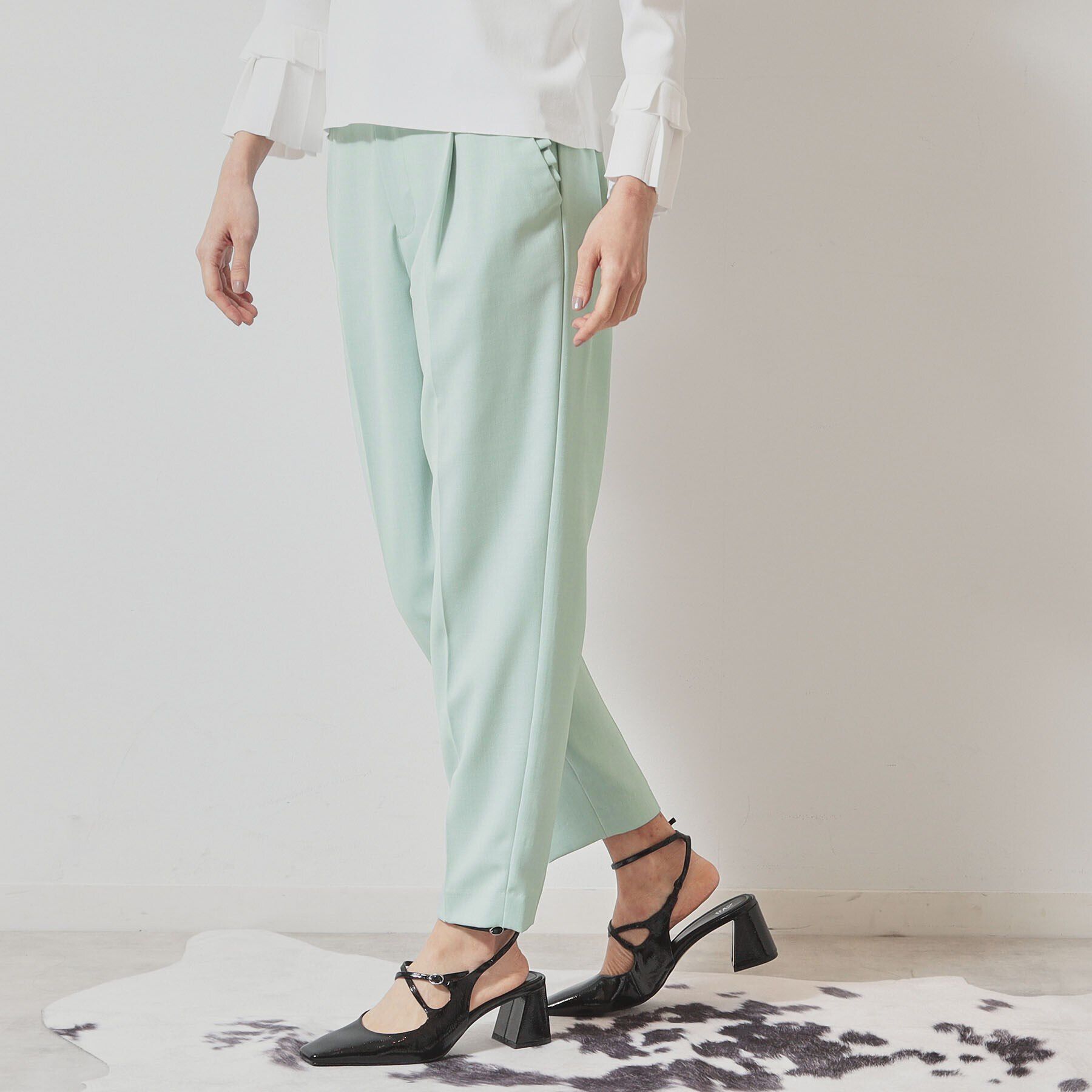 SunaUna「【ポケットフリル／大人フェミニン】テーパードパンツ」|その他|ミントグリーン(02