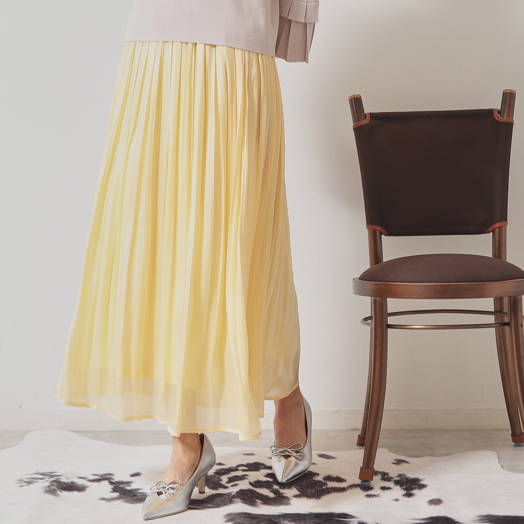 SunaUna「【春色／ウエストゴム】ロングプリーツスカート」|スカート|