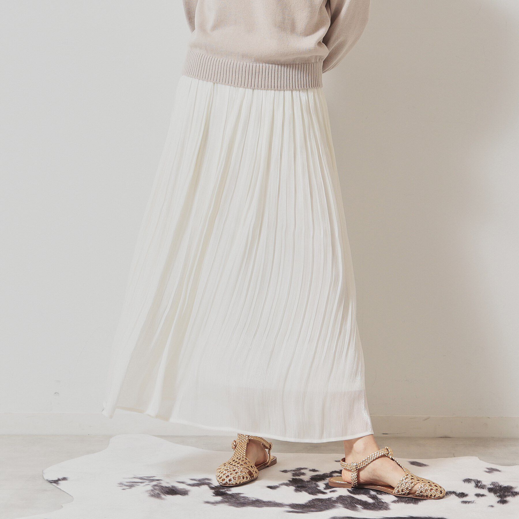 SunaUna「【春色／ウエストゴム】ロングプリーツスカート」|スカート|