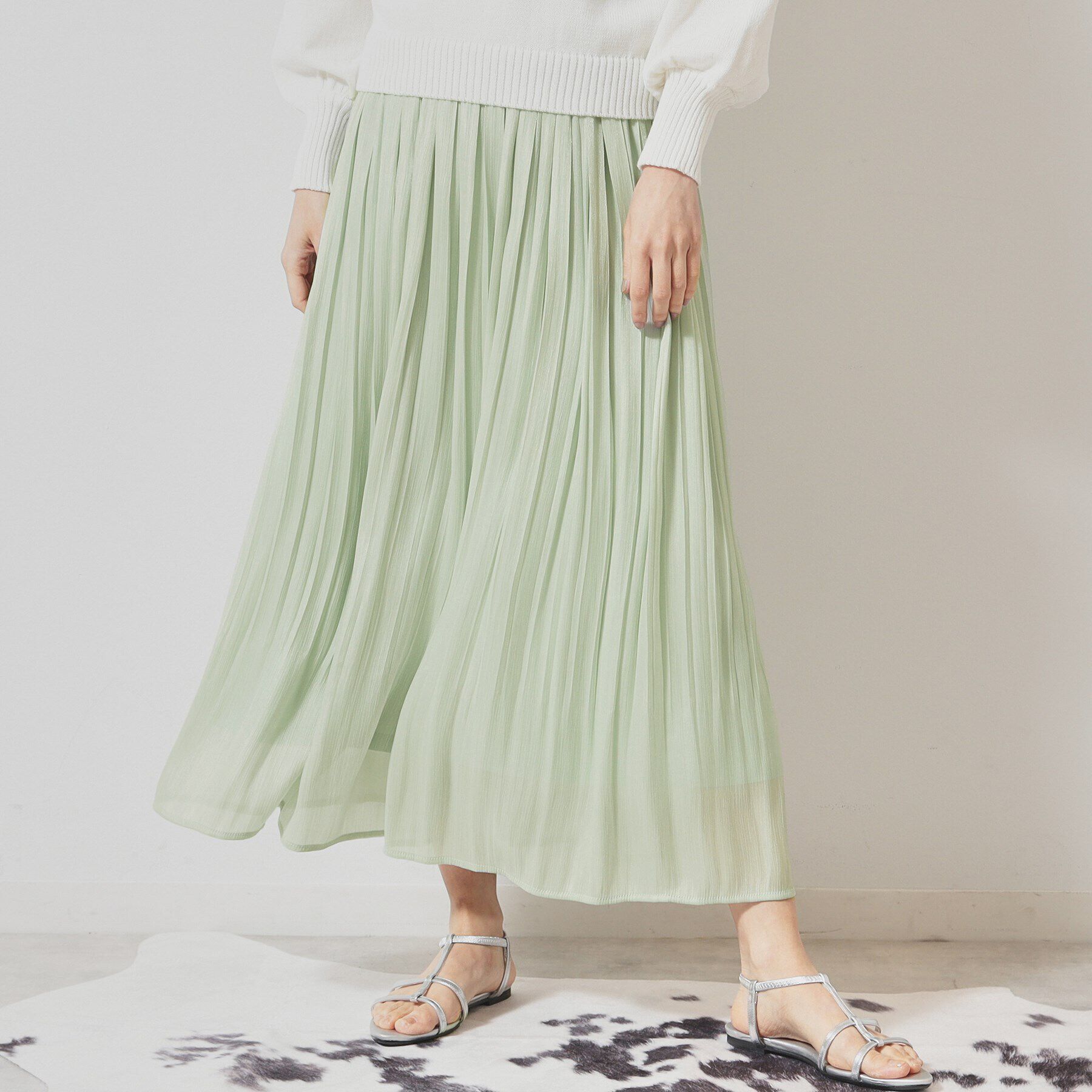 SunaUna「【春色／ウエストゴム】ロングプリーツスカート」|スカート|