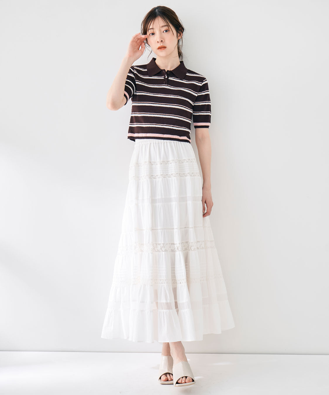 COCO DEAL「レース切替ティアードスカート」|スカート|オフ