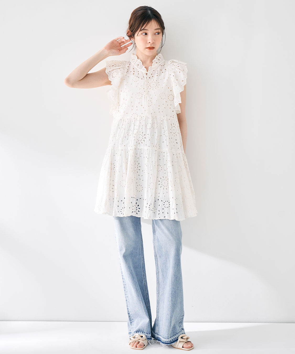 COCO DEAL「エンブロイダリーティアードミニワンピース」|ワンピース|