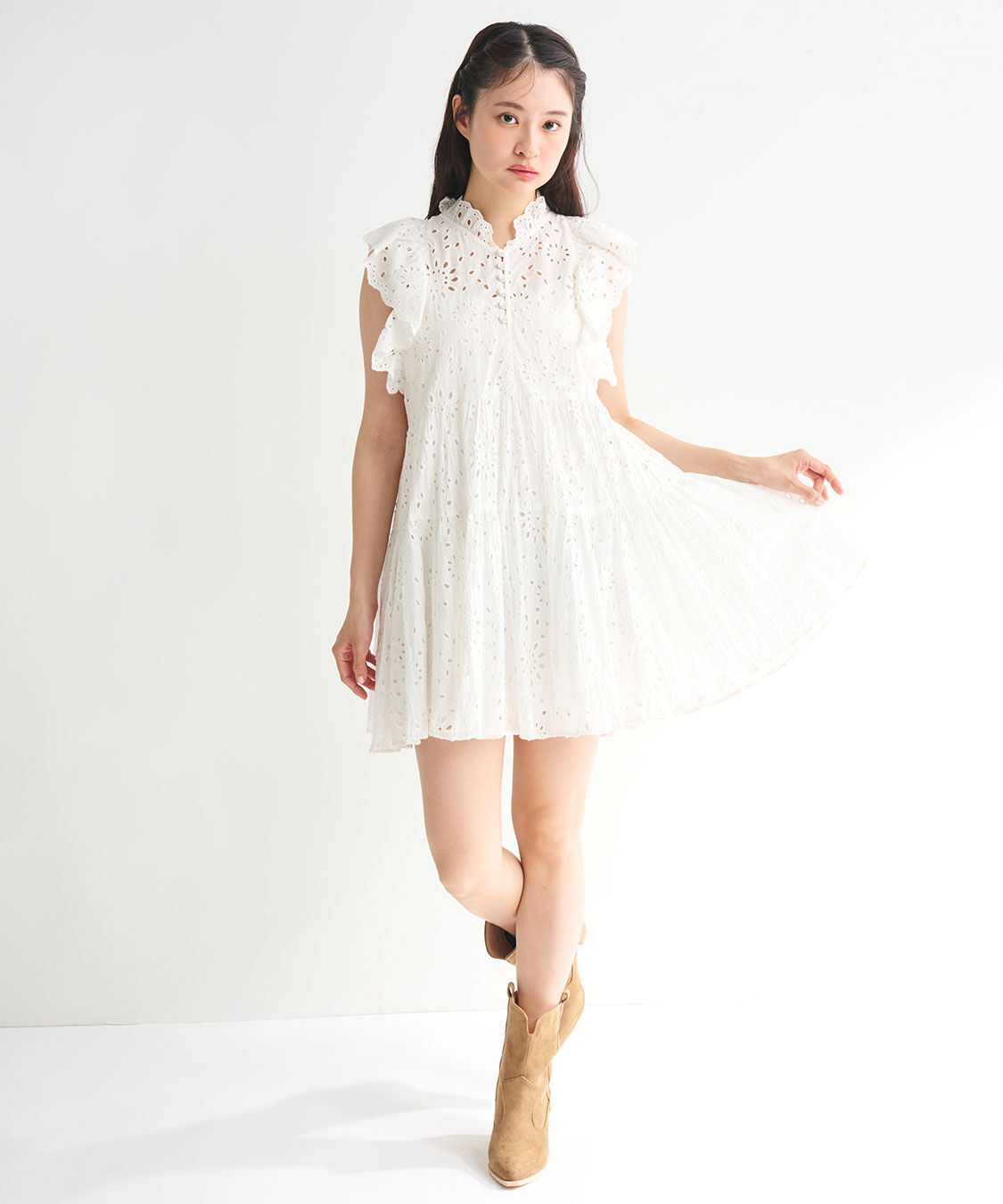 COCO DEAL「エンブロイダリーティアードミニワンピース」|ワンピース|