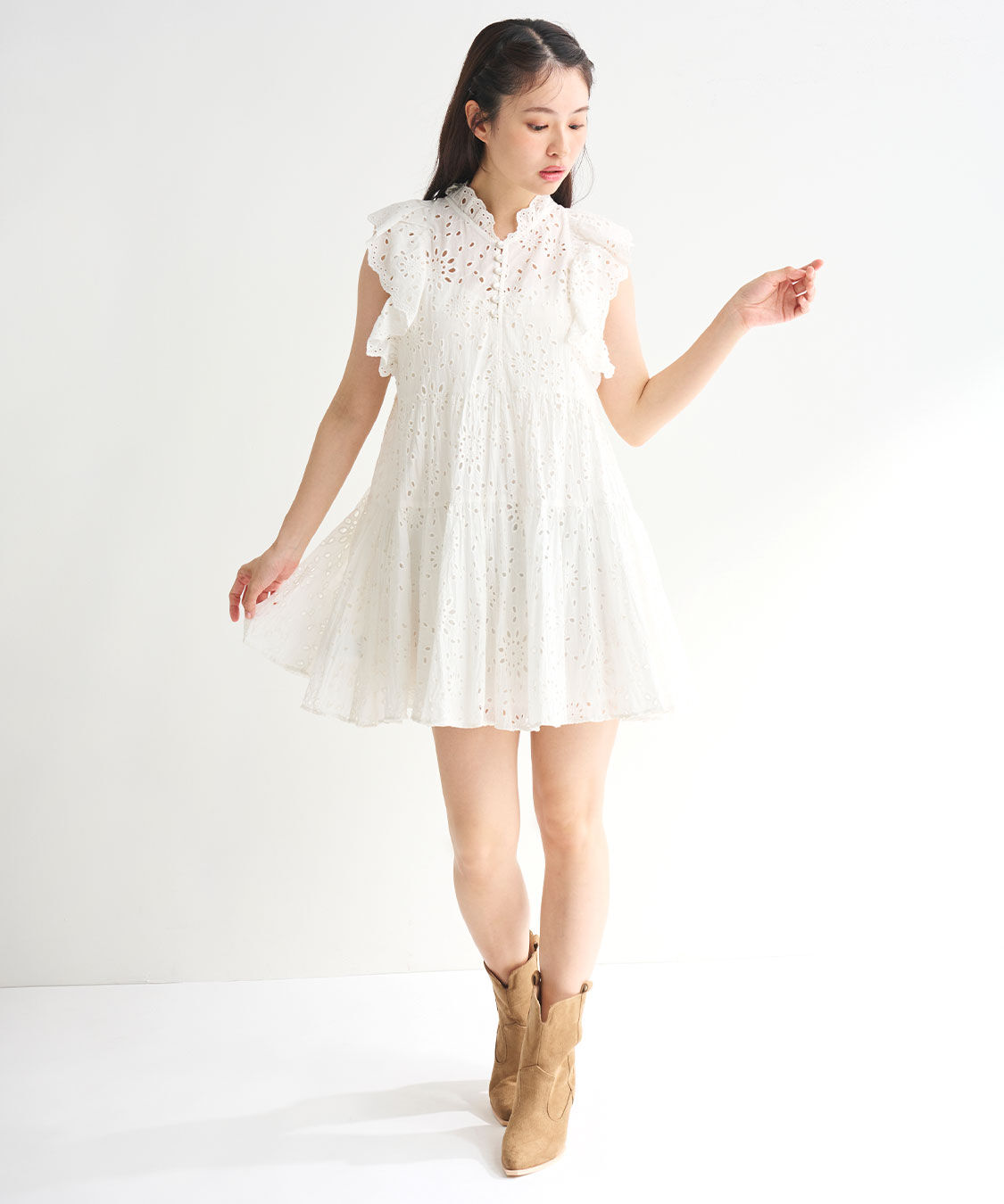 COCO DEAL「エンブロイダリーティアードミニワンピース」|ワンピース|