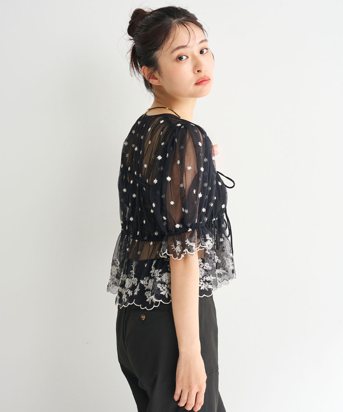 COCO DEAL「チュールエンブロイダリーペプラムブラウス」|シャツ・ブラウス|