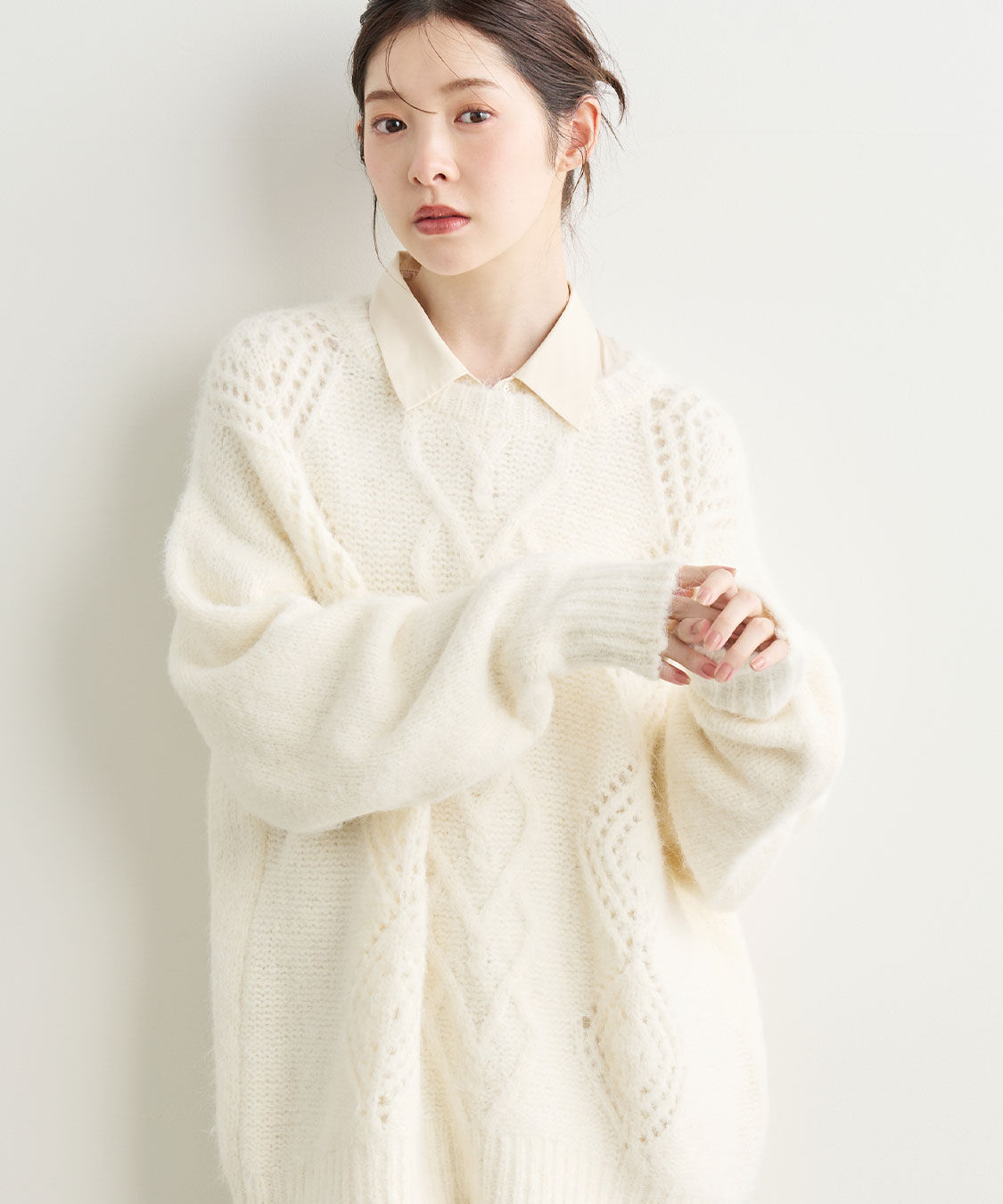 ケーブルニット×ペプラムシャツミニワンピース（COCO DEAL）｜ルミネの