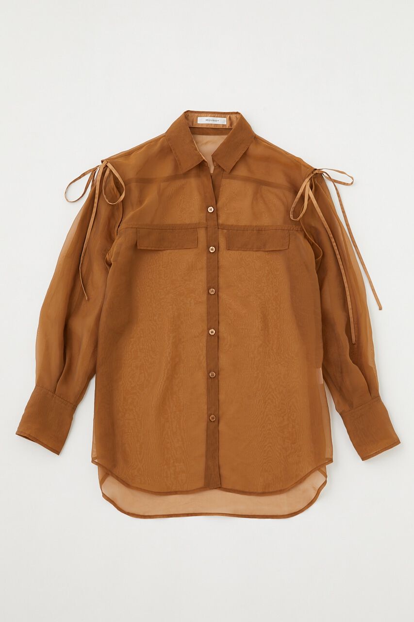 MOUSSY「TIED SLEEVE SEE-THROUGH シャツ」|シャツ・ブラウス|