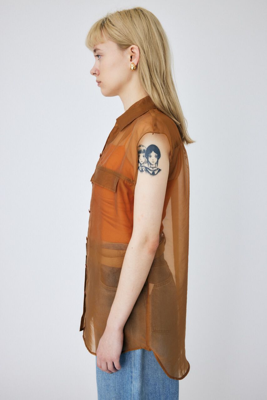 MOUSSY「TIED SLEEVE SEE-THROUGH シャツ」|シャツ・ブラウス|