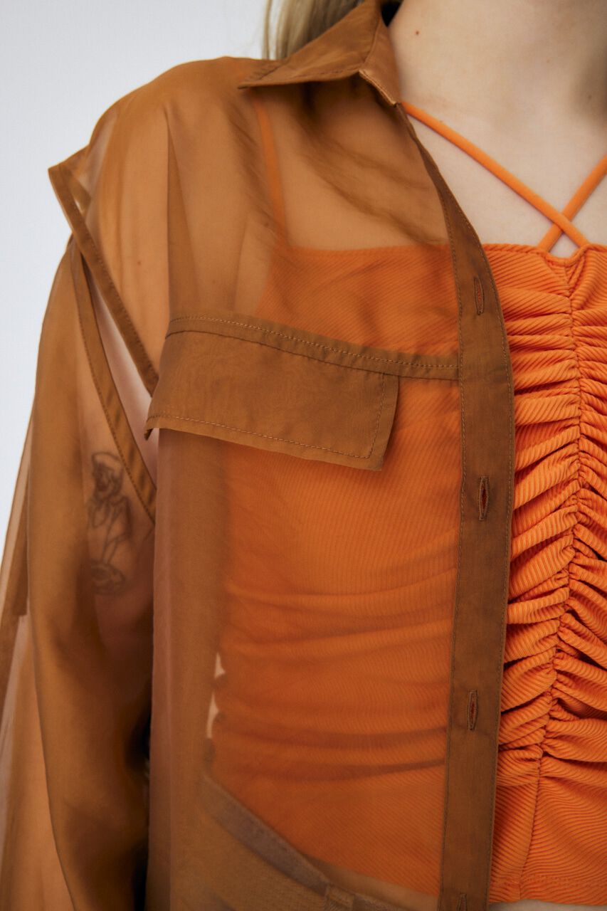 MOUSSY「TIED SLEEVE SEE-THROUGH シャツ」|シャツ・ブラウス|