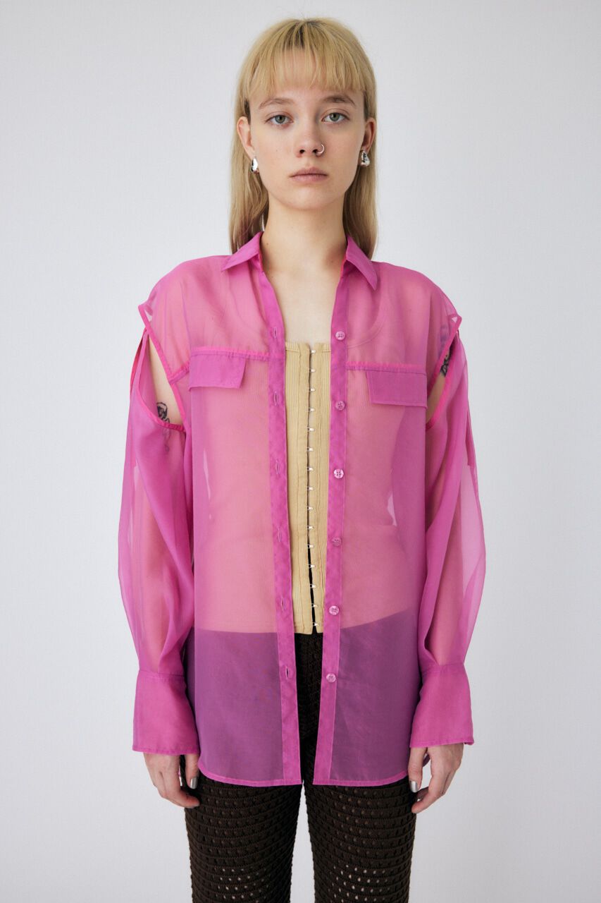 MOUSSY「TIED SLEEVE SEE-THROUGH シャツ」|シャツ・ブラウス|PNK