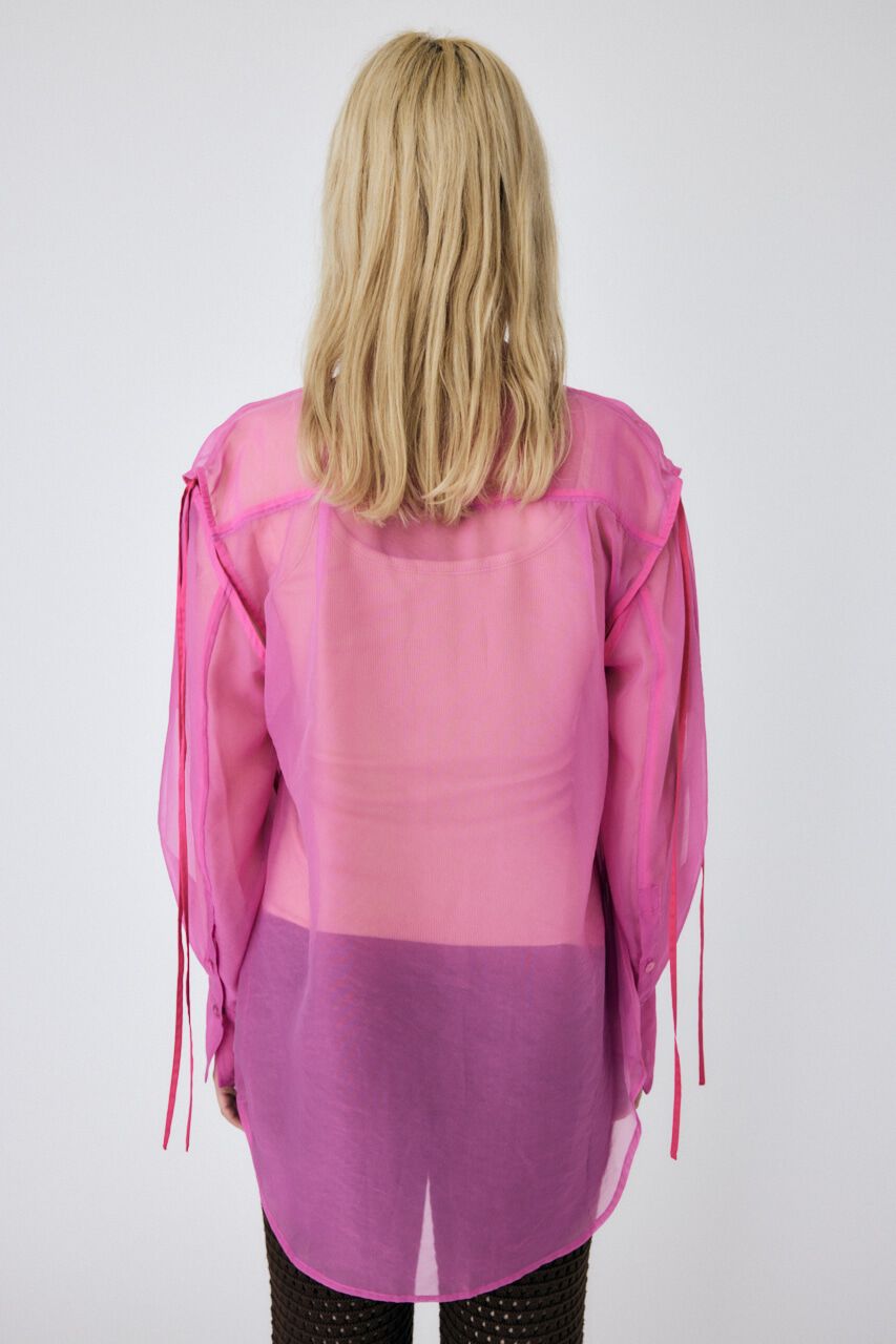 MOUSSY「TIED SLEEVE SEE-THROUGH シャツ」|シャツ・ブラウス|
