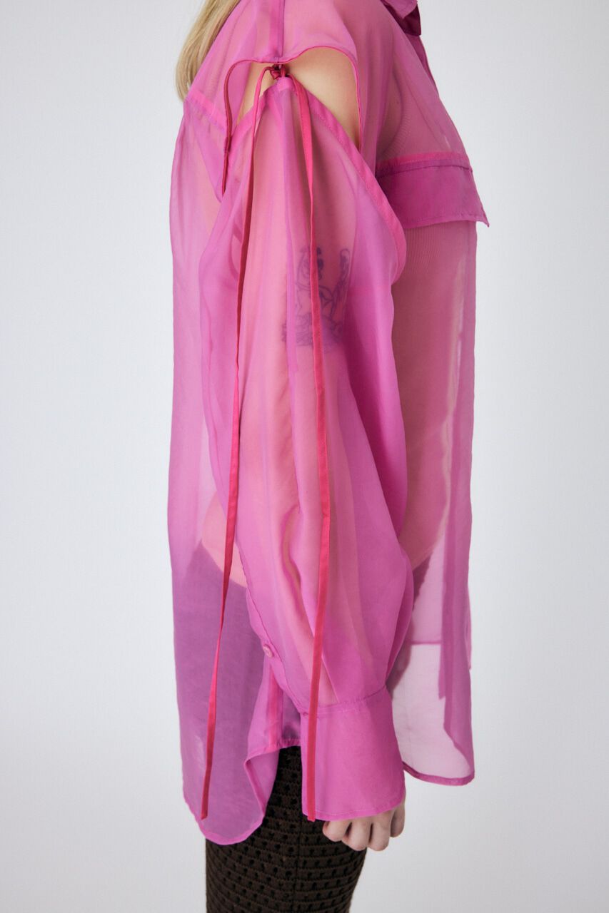 MOUSSY「TIED SLEEVE SEE-THROUGH シャツ」|シャツ・ブラウス|