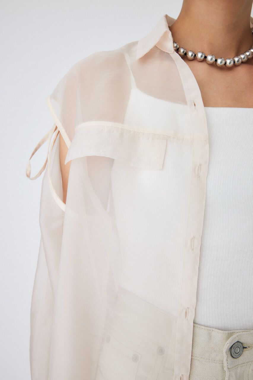 MOUSSY「TIED SLEEVE SEE-THROUGH シャツ」|シャツ・ブラウス|