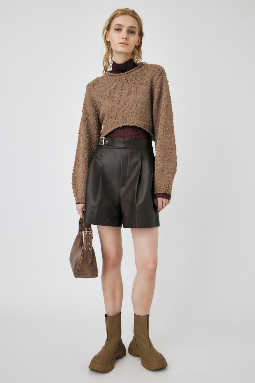 MOUSSY「WIDE SLEEVE CROPPED ニット」|ニット・セーター|BEG