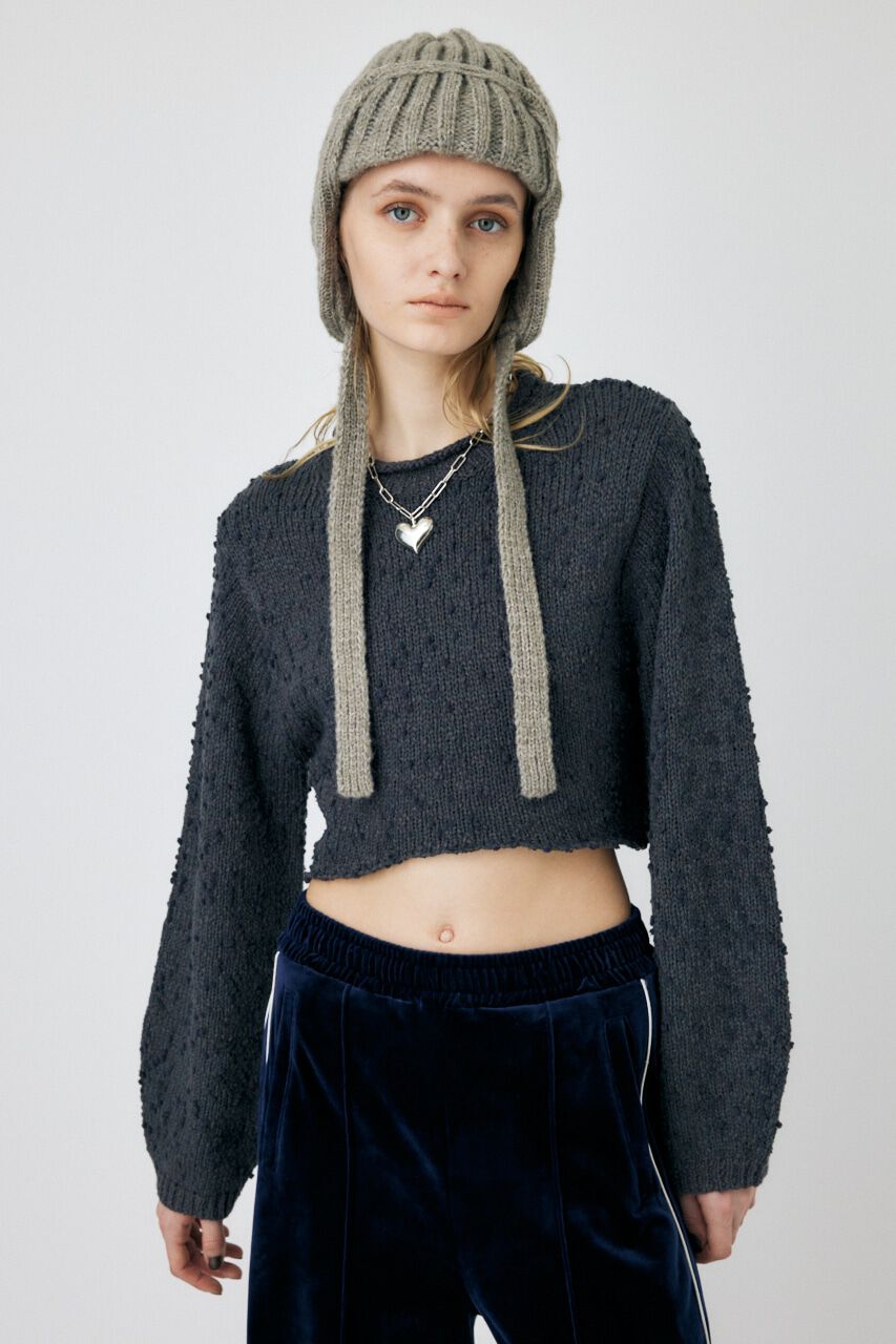 MOUSSY「WIDE SLEEVE CROPPED ニット」|ニット・セーター|