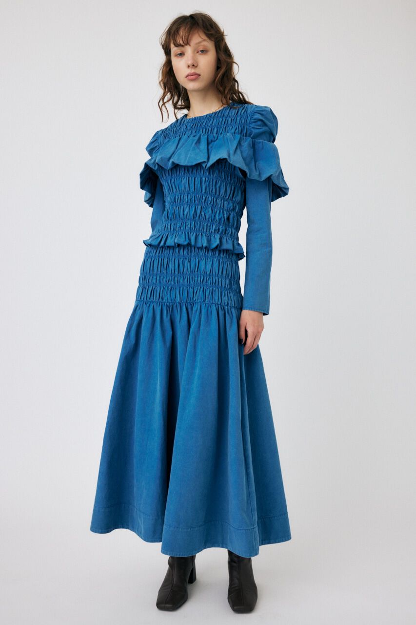 MOUSSY「SHIRRING GATHER ドレス」|ワンピース|