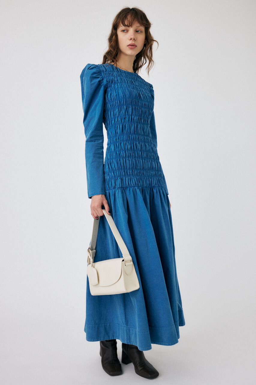 MOUSSY「SHIRRING GATHER ドレス」|ワンピース|