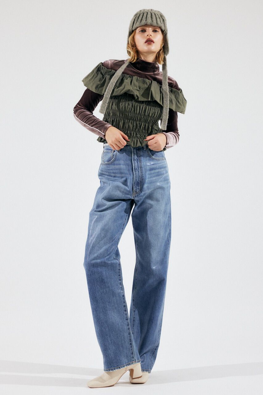 MOUSSY「HW COATED LOOSE STRAIGHT」|デニム|L/BLU1