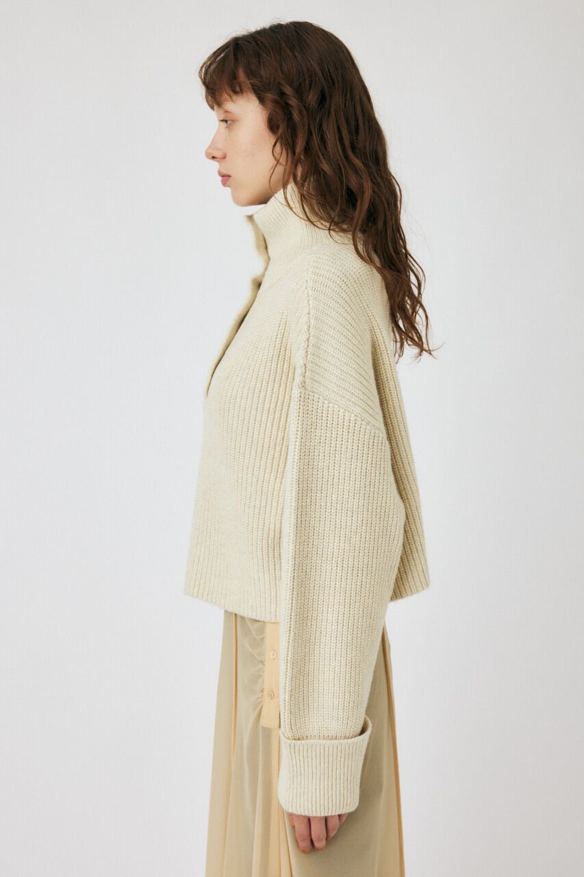 MOUSSY「BUTTON UP HI NECK KNIT トップス」|ニット・セーター|
