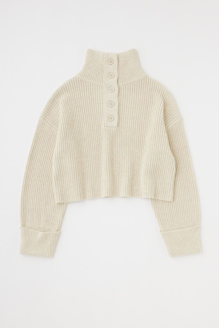 MOUSSY「BUTTON UP HI NECK KNIT トップス」|ニット・セーター|