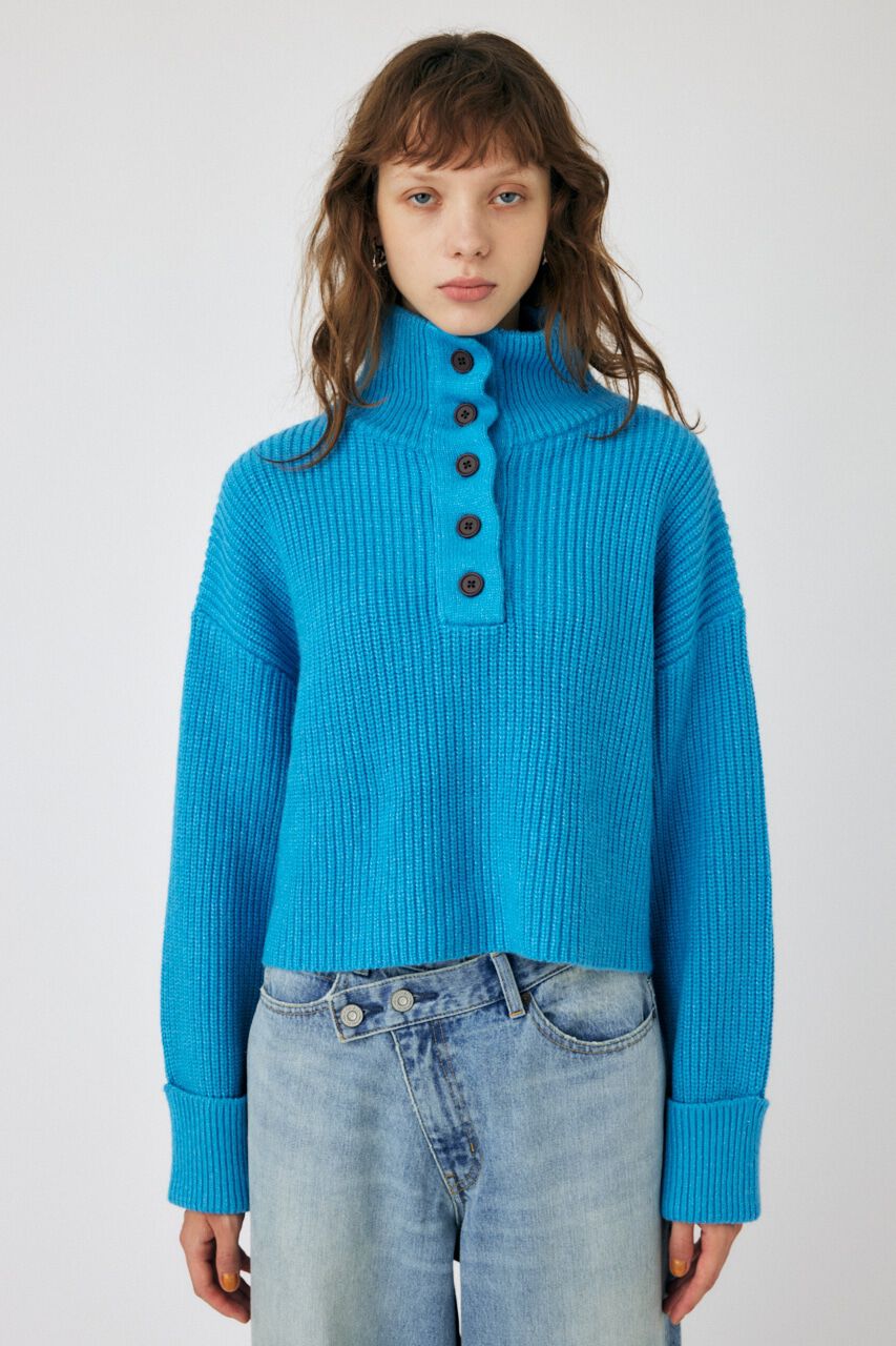 MOUSSY「BUTTON UP HI NECK KNIT トップス」|ニット・セーター|
