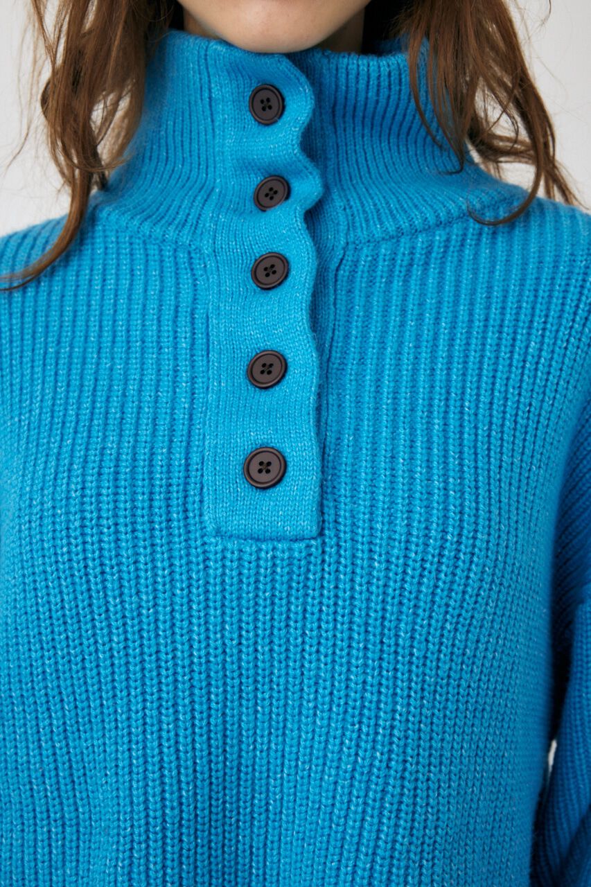 MOUSSY「BUTTON UP HI NECK KNIT トップス」|ニット・セーター|