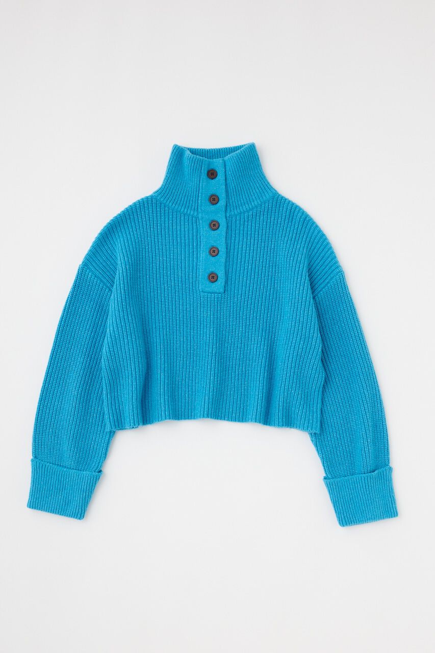 MOUSSY「BUTTON UP HI NECK KNIT トップス」|ニット・セーター|