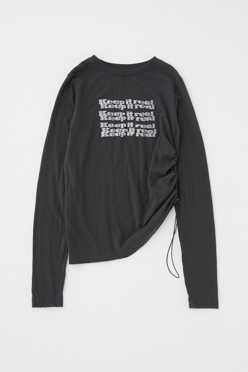 MOUSSY「SIDE GATHER LS Tシャツ」|Tシャツ・カットソー|L/BLK1