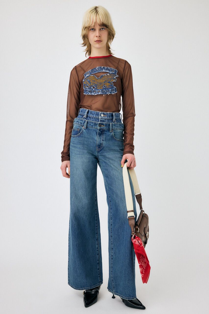 MOUSSY「W WAIST WIDE LEG STRAIGHT」|デニム|