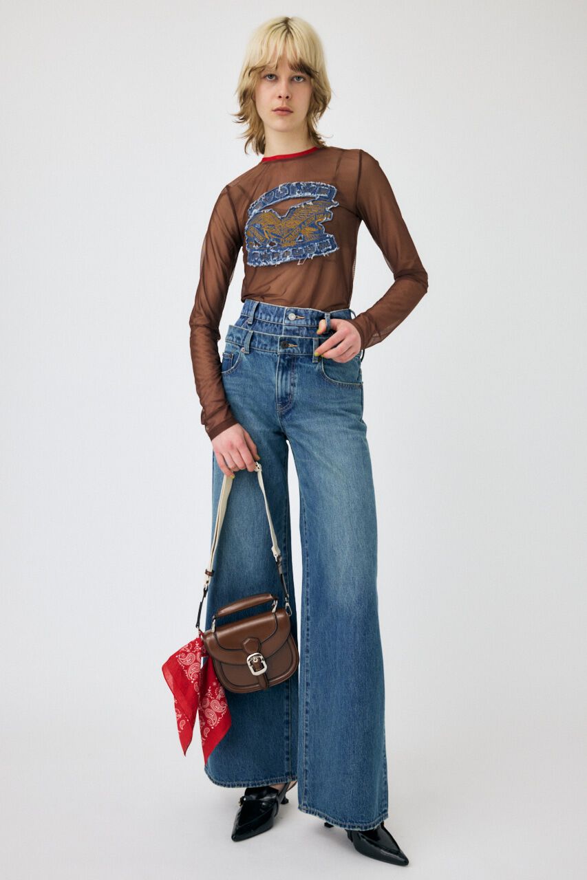 MOUSSY「W WAIST WIDE LEG STRAIGHT」|デニム|