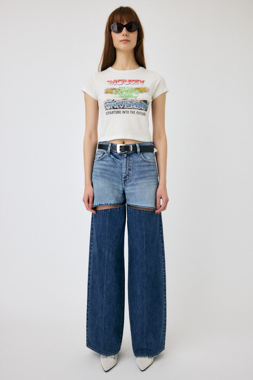 MOUSSY「HW NOTCH STRAIGHT」|デニム|BLU