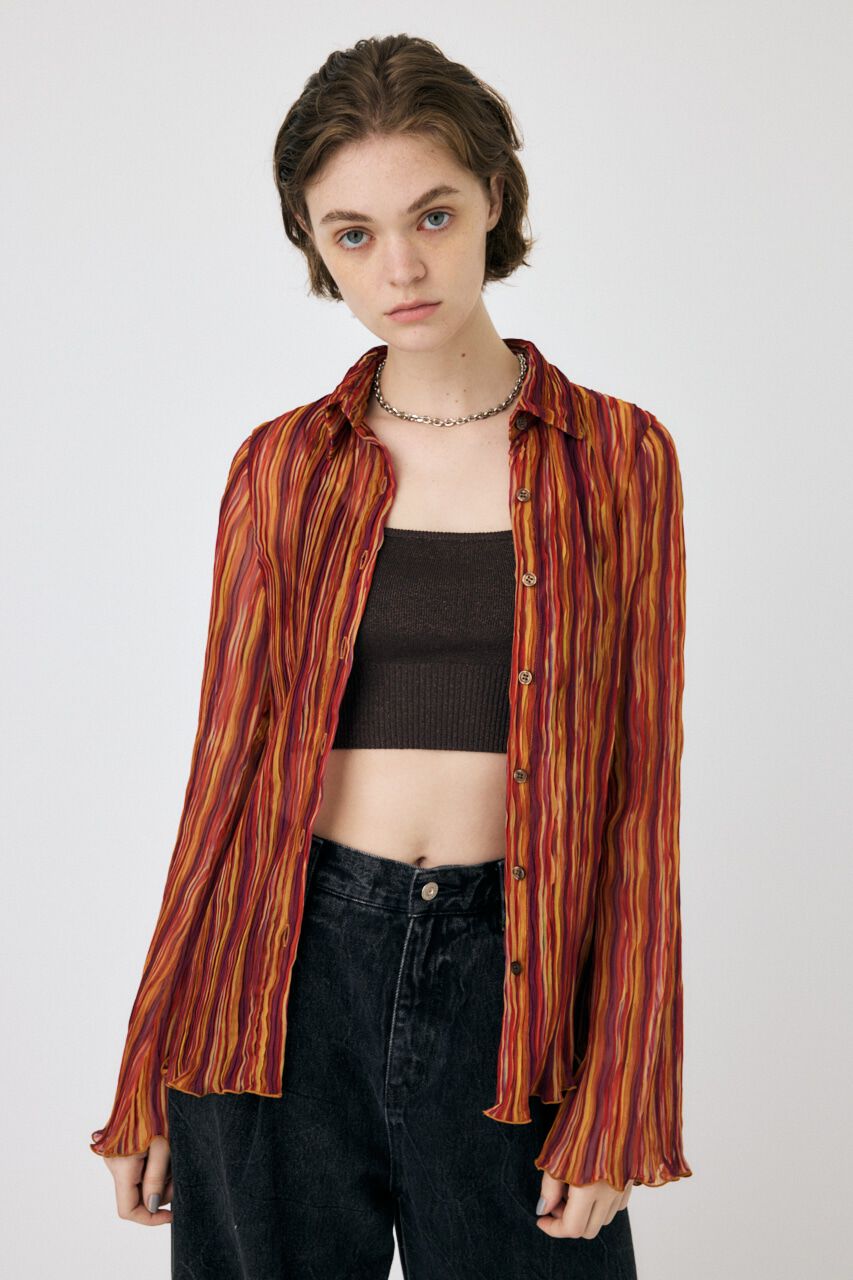 MOUSSY「SHEER PLEATS シャツ」|シャツ・ブラウス|