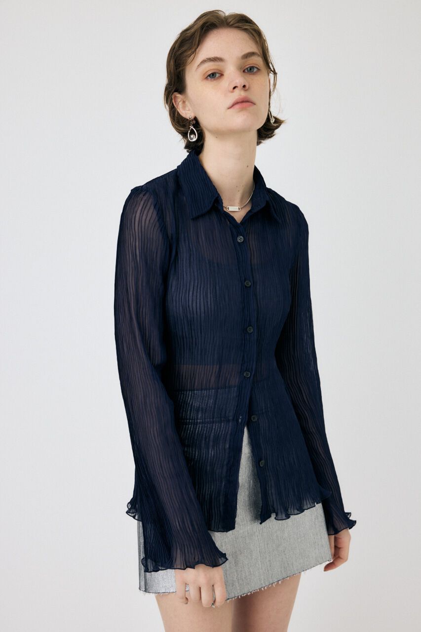MOUSSY「SHEER PLEATS シャツ」|シャツ・ブラウス|