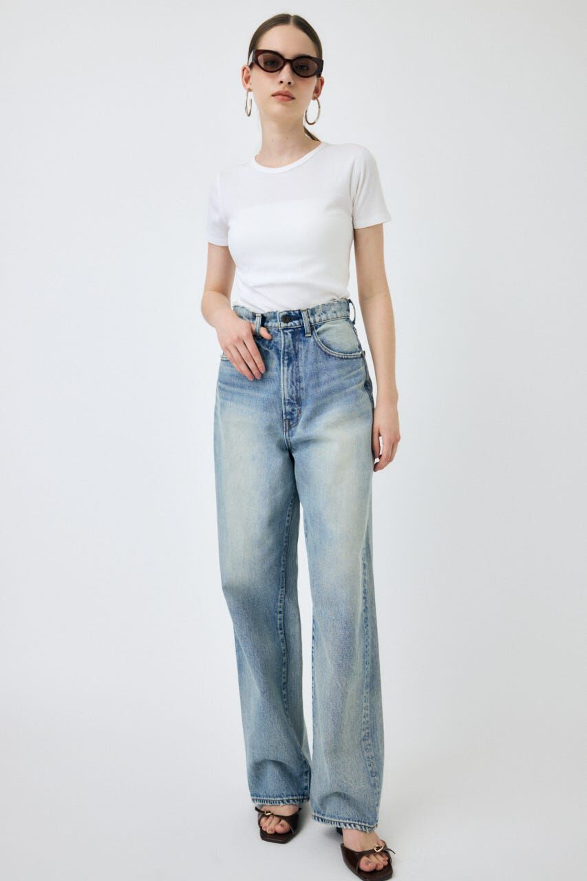 MOUSSY「HW DAMAGE LOOSE STRAIGHT」|デニム|