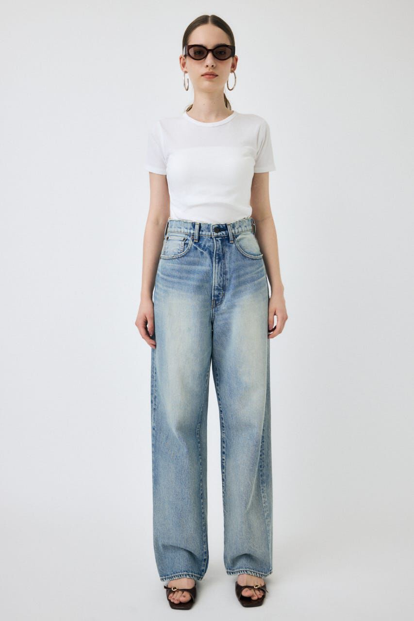 MOUSSY「HW DAMAGE LOOSE STRAIGHT」|デニム|