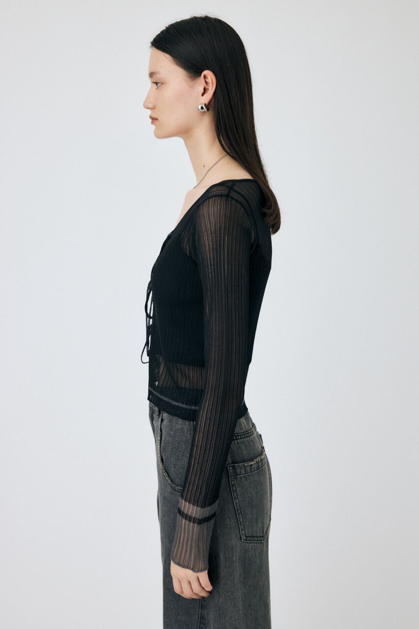 MOUSSY「FRONT TIE シアーカーディガン」|カーディガン|