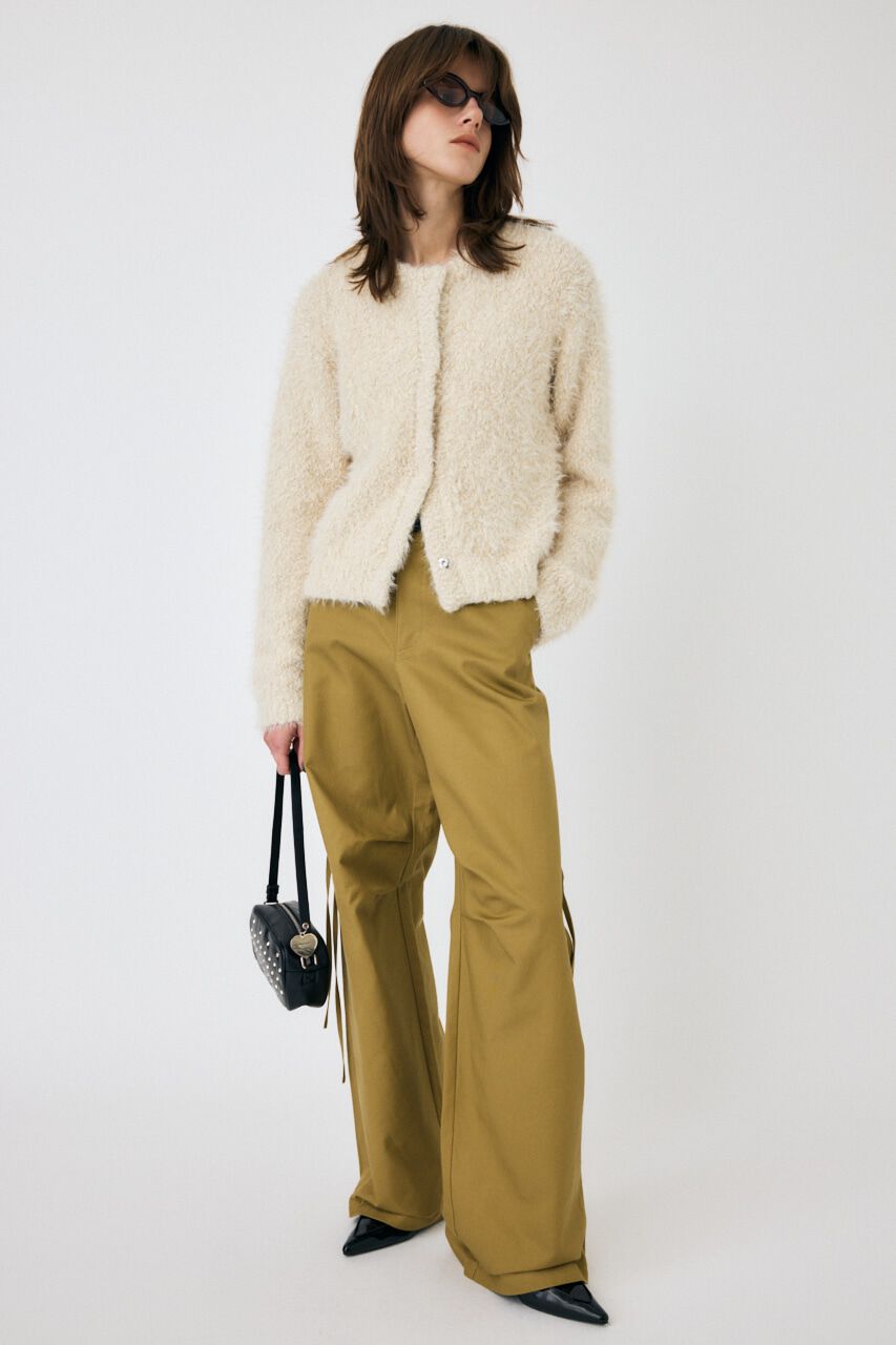 MOUSSY「GLITTER SHAGGY ニットカーディガン」|カーディガン|