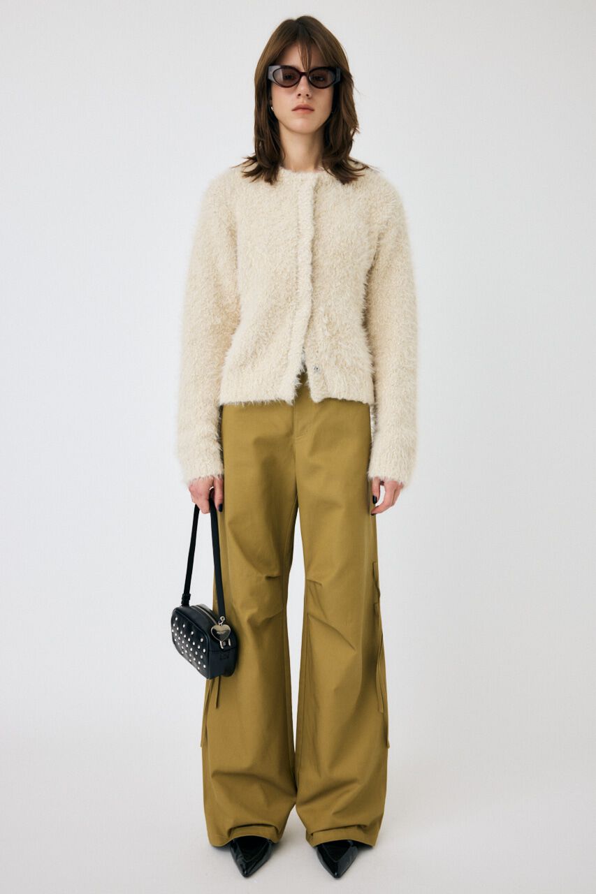 MOUSSY「GLITTER SHAGGY ニットカーディガン」|カーディガン|
