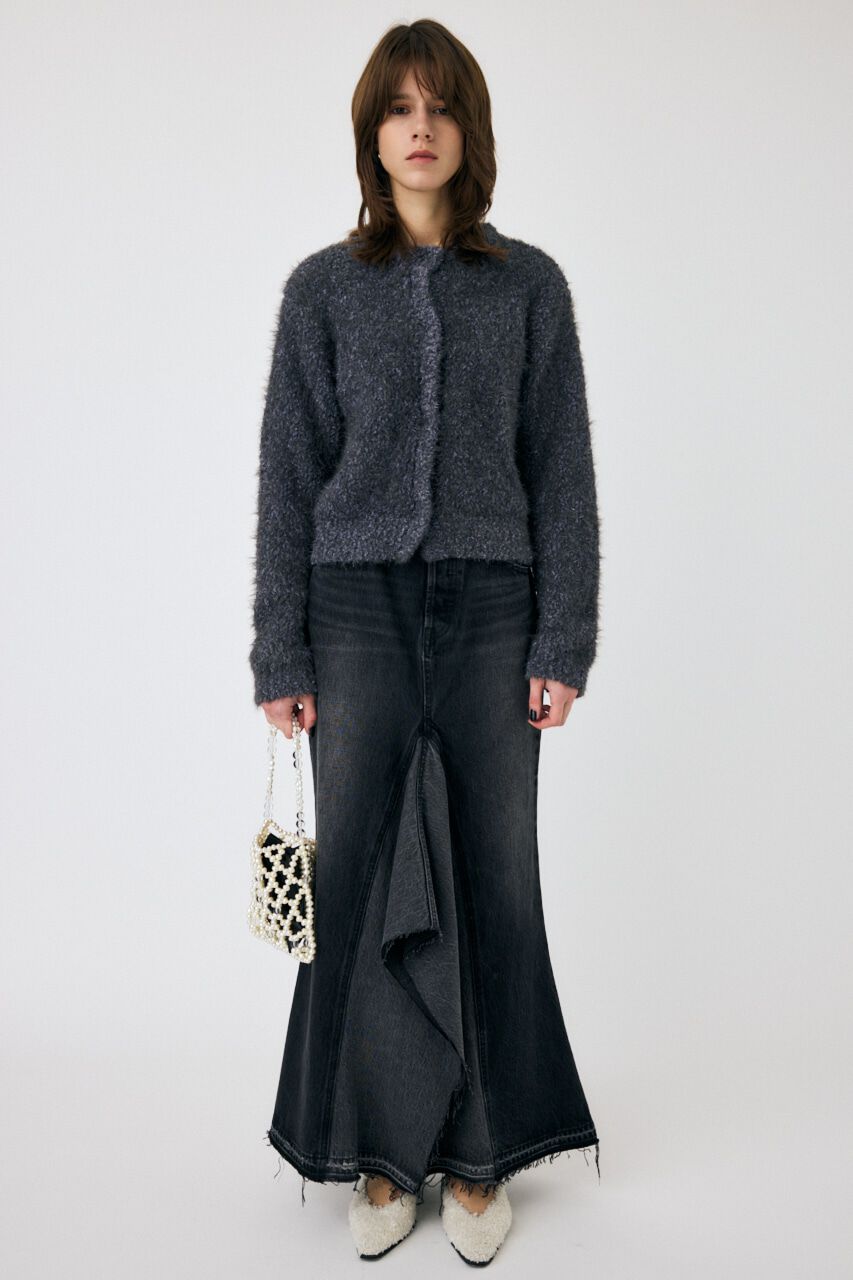 MOUSSY「GLITTER SHAGGY ニットカーディガン」|カーディガン|