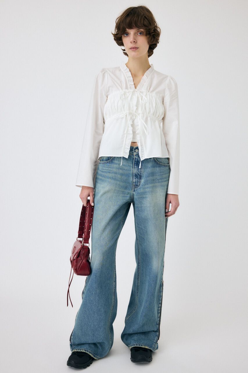 MOUSSY「SIDE ZIP バギー」|デニム|BLU