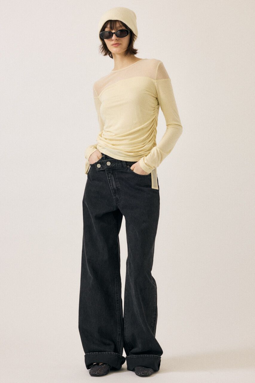 MOUSSY「CROSS WAIST WIDE STRAIGHT」|デニム|