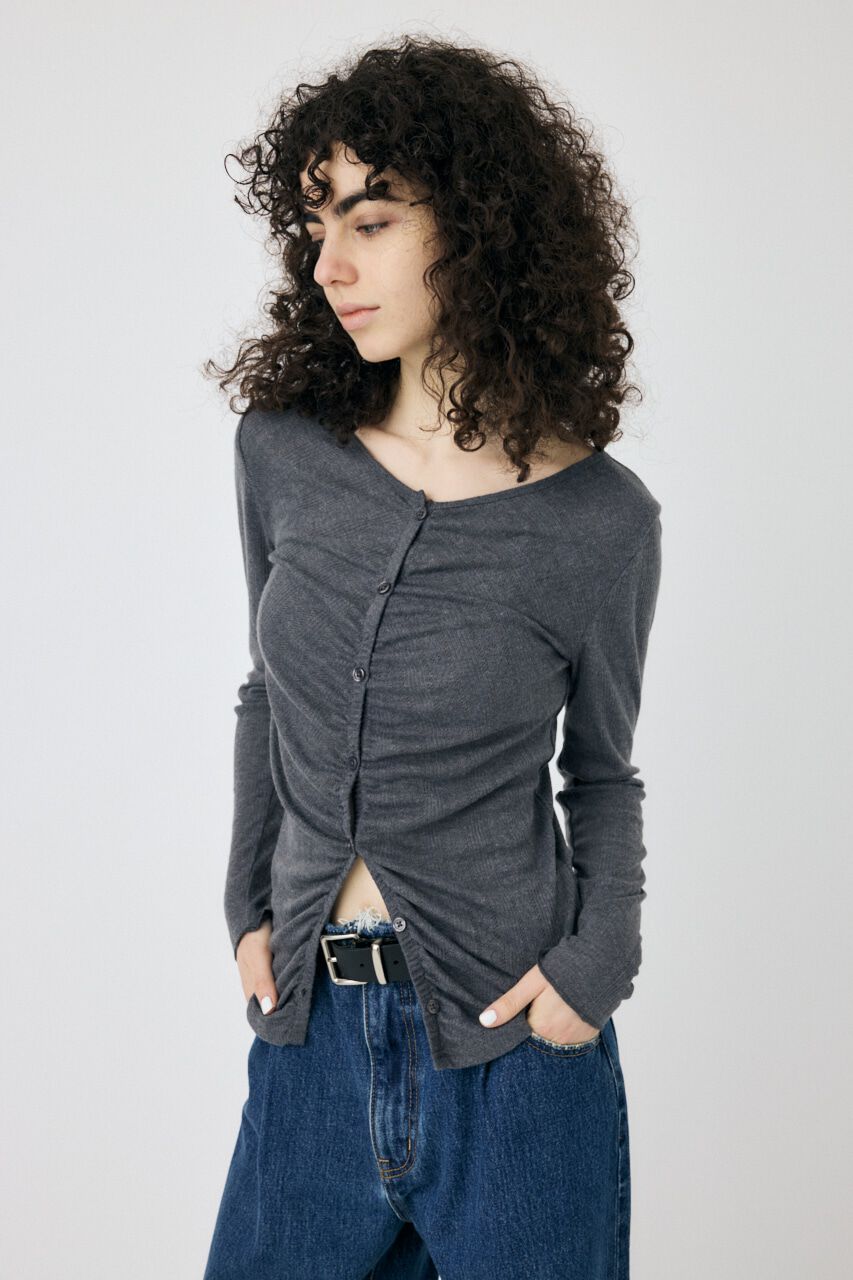 MOUSSY「POINTELLE GATHER カーディガン」|Tシャツ・カットソー|