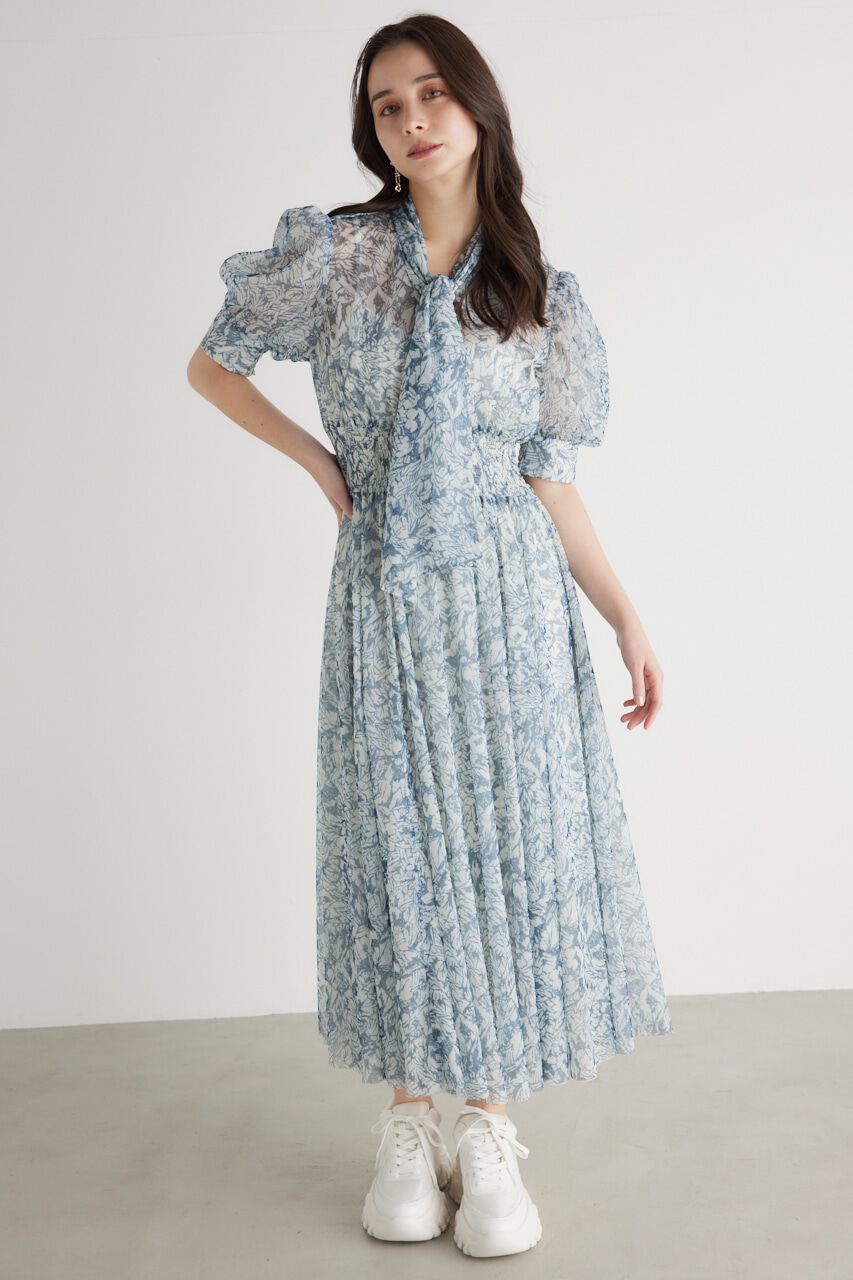 rienda「ネクタイチュールフレア OP」|ワンピース|柄WHT5