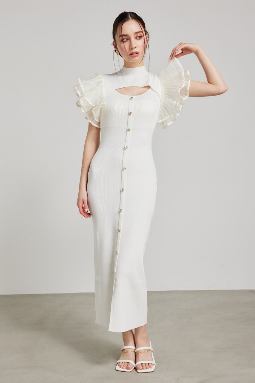 rienda「プリーツフレアSLV Knit OP」|ワンピース|