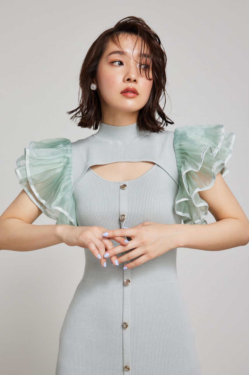 rienda「プリーツフレアSLV Knit OP」|ワンピース|