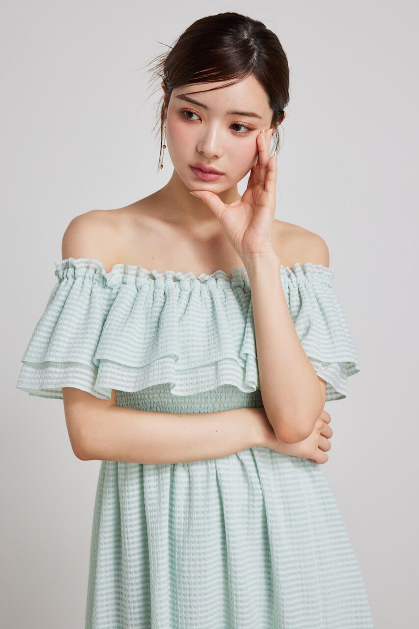 rienda「オフショルダーフリルフレアOP」|ワンピース|