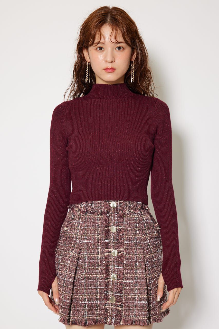 rienda「サムホール付きウォッシャブルハイネックニットトップス」|ニット・セーター|